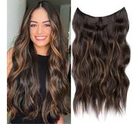 Xtrend 20Inch Invisible Wire Hair Extensions with Transparent Wire Adjustable Size Secure Clips Natural Straight Secret Miracle Hairpiece 2H426#