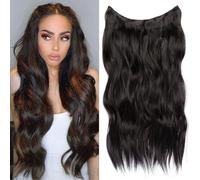 Xtrend 20Inch Invisible Wire Hair Extensions with Transparent Wire Adjustable Size Secure Clips Natural Straight Secret Miracle Hairpiece 4#