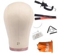 Xtrend 21 Inch Cork Canvas Block Head for Making Head Weft/Wig/Hair Extension Making Display Styling Mannequin Head with Stand Manikin Canvas Head Hair Accessories 21inch