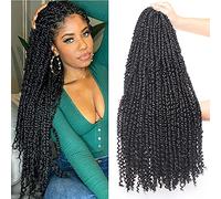 Xtrend 22 inch Black Pre Twisted Passion Twist Hair 8 Packs 12 Strands/Pack Bohemian Pre Looped Synthetic Water Wave Natural Hair Crochet Braids for Black Women 1B
