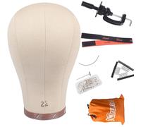 Xtrend 22 Inch Cork Canvas Head DIY Head Weft/Hair Extension/Lace Wig Styling Mannequin Head Cork Canvas Block Head for Making Wigs Wig Head with Wig Stand