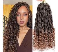Xtrend 24 Inch 6 Packs Ombre Goddess Faux Locs Crochet Braids Curly Ends Wavy Synthetic Braiding Hair Extension Dreadlock Braiding Hair 20 Strands/Pack T30#