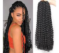 Xtrend 24 Inch Black Passion Twist Hair - 7 Packs, 18 Strands/Pack Water Wave Bohemian Crochet Braids for Butterfly Locs - Long Passion Twist Synthetic Braiding Hair Extensions 1B#