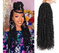 Xtrend 24Inch 6Packs Butterfly Locs Crochet Hair with Curly Ends Distressed Faux Locs Pre-looped Synthetic Crochet Braids Extended Soft Locs For Women Extensions 1B#