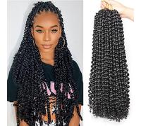 Xtrend 2Packs Passion Twist Braiding Hair for Distressed Butterfly Locs Natural Black Water Wave Crochet Braids 18 Inch Long Bohemian Style Synthetic Crochet Hair