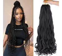Xtrend 30 Inch 8 pcs Premium French Curl Braiding Hair Natural Black Pre-stretched Spiral Loose Wave Braiding Hair Yaki Texture Synthetic Hair Extensions for Black Women 1B#