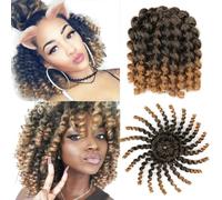 Xtrend 3packs/Lot Ombre Brown Jumby Wand Curls Twist Crochet Hair Extensions 8inch Synthetic jamaican bounce Crochet Braids for Black Women 20strands/pack 1B/27#