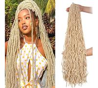 Xtrend 5 Packs Nu Faux Locs Crochet Hair 36 Inch Blonde Pre looped Soft Locs Crochet Hair Synthetic Goddess Faux Locs Braids Hair Natural Wavy Dreadlock Braids Hair Extensions 14strands/pack 613#