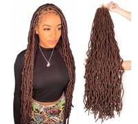 Xtrend 5Packs 36 Inch Nu Faux Locs Crochet Hair Dark Brown Natural Goddess Faux Locs Soft Locs Wavy Dreadlock Crochet Hair Extensions 14strands/pack for Black Women 30#