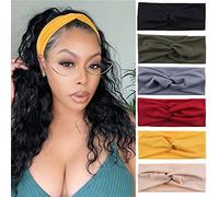 XTREND 6 Pcs Women's Headbands Twisted Cross Elastic Head Band Yoga Workout Head Non-Slip Sweat Soft Headbands Solid Color Simple Versatile Hair Accessory Hairbands
