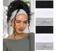 XTREND 6 Pcs Women's Headbands Twisted Cross Elastic Head Bands Yoga Workout Headband Non-Slip Sweat Soft Headbands Solid Color Simple Versatile Hair Accessory Hairbands