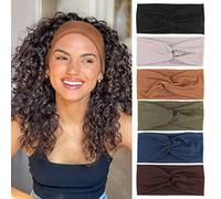 XTREND 6 Pcs Women's Headbands Twisted Cross Elastic Head Bands Yoga Workout Headband Non-Slip Sweat Soft Headbands Solid Color Simple Versatile Hair Accessory Hairbands