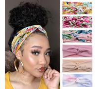 XTREND 6 Pcs Women's Headbands Twisted Cross Elastic Head Bands Yoga Workout Headband Non-Slip Sweat Soft Headbands Solid Color Simple Versatile Hair Accessory Hairbands