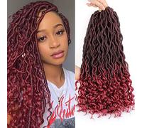 Xtrend 6Packs 18 Inch Crochet Braids Twist Hair Goddess Faux Locs Curly Ends Dreadlocks Braids Synthetic Hair Extensions High Temperature for Black Women 20strands/pack Color TBUG
