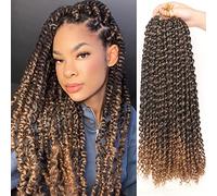 Xtrend 7 Packs 18 inch Passion twist crochet hair Water Wave Long Bohemian Crochet Braids Hair for Distressed Butterfly Locs Ombre Hair Synthetic Natural Hair Extensions 18strands/pack T27#