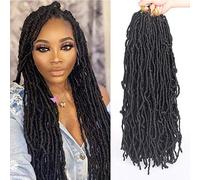 Xtrend 7 Packs 24 Inch Black Nu Faux Locs Crochet Braids Hair Synthetic Pre Looped Soft Dreadslocks Braiding Hair Goddess Faux Locs Curly Wavy Hair Extensions for Black Women 18strands/pack 1B#