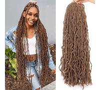 Xtrend 7 Packs 24 Inch Nu Faux Locs Crochet Hair Long Blonde Pre looped Gypsy Locs Crochet Hair Synthetic Goddess Faux Locs Braids Hair Natural Wavy Dreadlock Braids Hair Extensions 18strands/pack 27#