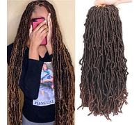 Xtrend 7 Packs 24 Inch Pre-Looped Nu Faux Locs Crochet Braids Hair Extensions Wavy Goddess Faux Locs Ombre Synthetic Braiding Hair Wavy Gpysy Soft Locs Crochet Hair 18strands/pack 1B/30#
