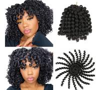 Xtrend 8 Inch 3 Packs Jumpy Wand Curl Braids Hair 20 Strands/pack 75g Synthetic jamaican bounce Crochet Braids Hair Extensions for Black Women (8Inch,1B#)