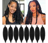 XTREND 8 Packs 16 Inch Soft Springy Afro Twist Hair Pre-Separated Spring Twist Hair for Faux Locs Natural Black Marley Twist Crochet Braiding Hair Synthetic Hair Extensions for Black Women 1B#