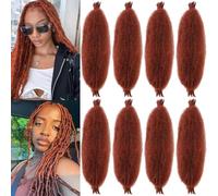 Xtrend 8 Packs Copper Red Springy Afro Twist Crochet Hair 24 Inch Pre-Separated Spring Twist Hair Marley Crochet Braiding For Distressed Soft Locs Hair Extension For Women(8 Strands/Pack,350#)