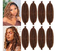Xtrend 8 Packs Pre-Separated Spring Afro Twist Hair 16 Inch Long Spring Twsit Crochet Hair For Butterfly Locs Brown Synthetic Marley Twist Hair Extension For Black Women 30#