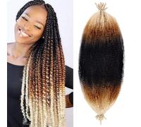 Xtrend 8 Packs Pre Separated Springy Afro Twist Hair 16 Inch Pre Fluffed Marley Twist Crochet Braiding Hair Synthetic Extensions (8 Strands/Pack,1B27613#)