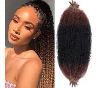 Xtrend 8 Packs Pre Separated Springy Afro Twist Hair 16 Inch Pre Fluffed Marley Twist Crochet Braiding Hair Synthetic Extensions (8 Strands/Pack,1B3027#)