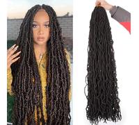 Xtrend Nu Faux Locs 5 Pack 36 Inch Crochet Hair, Dark Brown, Wavy Dreadlock Braids, Synthetic Hair Extensions Pre-looped