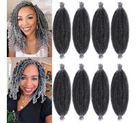 Xtrend Pre-Separated Springy Afro Twist 16 Inch Hair for Faux Locs - Pre-Fluffed Marley Crochet Braiding Synthetic Extensions (8 Packs, 8 Strands/Pack, TGREY)