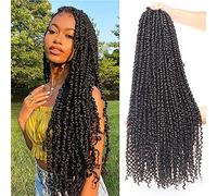 Xtrend Pre-twisted Passion Twist Hair 22 inch Bohemian Water Wave Crochet Curly Hair 8 Packs 12 Strands/Pack Pre-looped Passion Twist Crochet Braids Hair Extensions 2#
