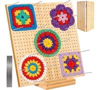 Xtrillogen 13 Inches Crochet Blocking Board with 20 Fixing Pins Bamboo & Wooden Crochet Accessories,Blocking Board for Crochet,Granny Square Blocking Boards for Craft Projects