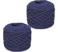 Xtrillogen 2 x 285g T Shirt Yarn,Chunky Yarn for Hand Knitting,Chunky Wool Knitting Kit,Tshirt Yarn for Crochet Wool Bags,Blankets,Baskets & DIY Home Decor (Navy Blue)