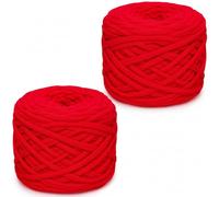 Xtrillogen 2 x 285g T Shirt Yarn,Chunky Yarn for Hand Knitting,Chunky Wool Knitting Kit,Tshirt Yarn for Crochet Wool Bags,Blankets,Baskets & DIY Home Decor (Red)