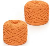 Xtrillogen 2 x 285g T Shirt Yarn,Chunky Yarn for Hand Knitting,Chunky Wool Knitting Kit,Tshirt Yarn for Crochet Wool Bags,Blankets,Baskets & DIY Home Decor (Orange Yellow)
