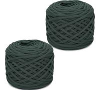 Xtrillogen 2 x 285g T Shirt Yarn,Chunky Yarn for Hand Knitting,Chunky Wool Knitting Kit,Tshirt Yarn for Crochet Wool Bags,Blankets,Baskets & DIY Home Decor (Green)