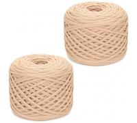 Xtrillogen 2 x 285g T Shirt Yarn,Chunky Yarn for Hand Knitting,Chunky Wool Knitting Kit,Tshirt Yarn for Crochet Wool Bags,Blankets,Baskets & DIY Home Decor (Khaki)