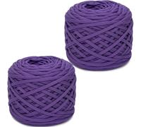 Xtrillogen 2 x 285g T Shirt Yarn,Chunky Yarn for Hand Knitting,Chunky Wool Knitting Kit,Tshirt Yarn for Crochet Wool Bags,Blankets,Baskets & DIY Home Decor (Violet)