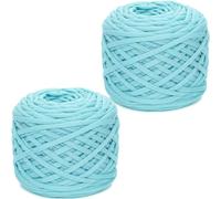 Xtrillogen 2 x 285g T Shirt Yarn,Chunky Yarn for Hand Knitting,Chunky Wool Knitting Kit,Tshirt Yarn for Crochet Wool Bags,Blankets,Baskets & DIY Home Decor (Light Blue)