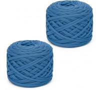 Xtrillogen 2 x 285g T Shirt Yarn,Chunky Yarn for Hand Knitting,Chunky Wool Knitting Kit,Tshirt Yarn for Crochet Wool Bags,Blankets,Baskets & DIY Home Decor (Denim Blue)