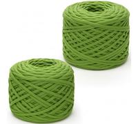 Xtrillogen 2 x 285g T Shirt Yarn,Chunky Yarn for Hand Knitting,Chunky Wool Knitting Kit,Tshirt Yarn for Crochet Wool Bags,Blankets,Baskets & DIY Home Decor (Dark Green)
