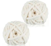 Xtrillogen Chunky Crochet Yarn 2×250g Thick Soft Fluffy Chenille Yarn,Multicolored Knitting Chunky Wool,Super Chunky Yarn for Crocheting Blankets,Hats,Cushions&Bags(Milk White)