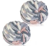 Xtrillogen Chunky Crochet Yarn 2×250g Thick Soft Fluffy Chenille Yarn,Multicolored Knitting Chunky Wool,Super Chunky Yarn for Crocheting Blankets,Hats,Cushions&Bags(Cat Color)