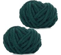 Xtrillogen Chunky Crochet Yarn 2×250g Thick Soft Fluffy Chenille Yarn,Multicolored Knitting Chunky Wool,Super Chunky Yarn for Crocheting Blankets,Hats,Cushions&Bags(Dark Green)