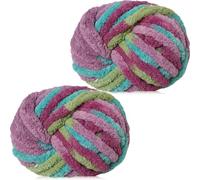 Xtrillogen Chunky Crochet Yarn 2×250g Thick Soft Fluffy Chenille Yarn,Multicolored Knitting Chunky Wool,Super Chunky Yarn for Crocheting Blankets,Hats,Cushions&Bags(Grape Color)