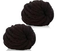 Xtrillogen Chunky Crochet Yarn 2×250g Thick Soft Fluffy Chenille Yarn,Multicolored Knitting Chunky Wool,Super Chunky Yarn for Crocheting Blankets,Hats,Cushions&Bags(Coffee)