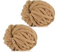 Xtrillogen Chunky Crochet Yarn 2×250g Thick Soft Fluffy Chenille Yarn,Multicolored Knitting Chunky Wool,Super Chunky Yarn for Crocheting Blankets,Hats,Cushions&Bags (Milk Tea)