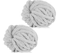 Xtrillogen Chunky Crochet Yarn 2×250g Thick Soft Fluffy Chenille Yarn,Multicolored Knitting Chunky Wool,Super Chunky Yarn for Crocheting Blankets,Hats,Cushions&Bags(Light Gray)