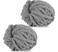 Xtrillogen Chunky Crochet Yarn 2×250g Thick Soft Fluffy Chenille Yarn,Multicolored Knitting Chunky Wool,Super Chunky Yarn for Crocheting Blankets,Hats,Cushions&Bags (Dark Gray)