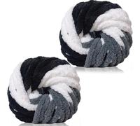 Xtrillogen Chunky Crochet Yarn 2×250g Thick Soft Fluffy Chenille Yarn,Multicolored Knitting Chunky Wool,Super Chunky Yarn for Crocheting Blankets,Hats,Cushions&Bags(Panda Color)